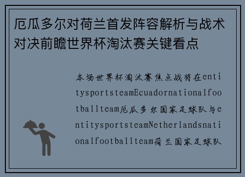 厄瓜多尔对荷兰首发阵容解析与战术对决前瞻世界杯淘汰赛关键看点